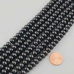 Onice Nera in Perline Forma Rondelle Sfaccettato Foro Passante 08mm