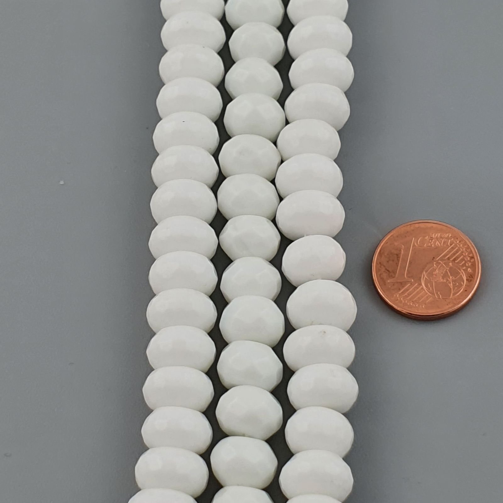 Agata Bianca in Perline Forma Rondelle Sfaccettato Foro Passante 10mm