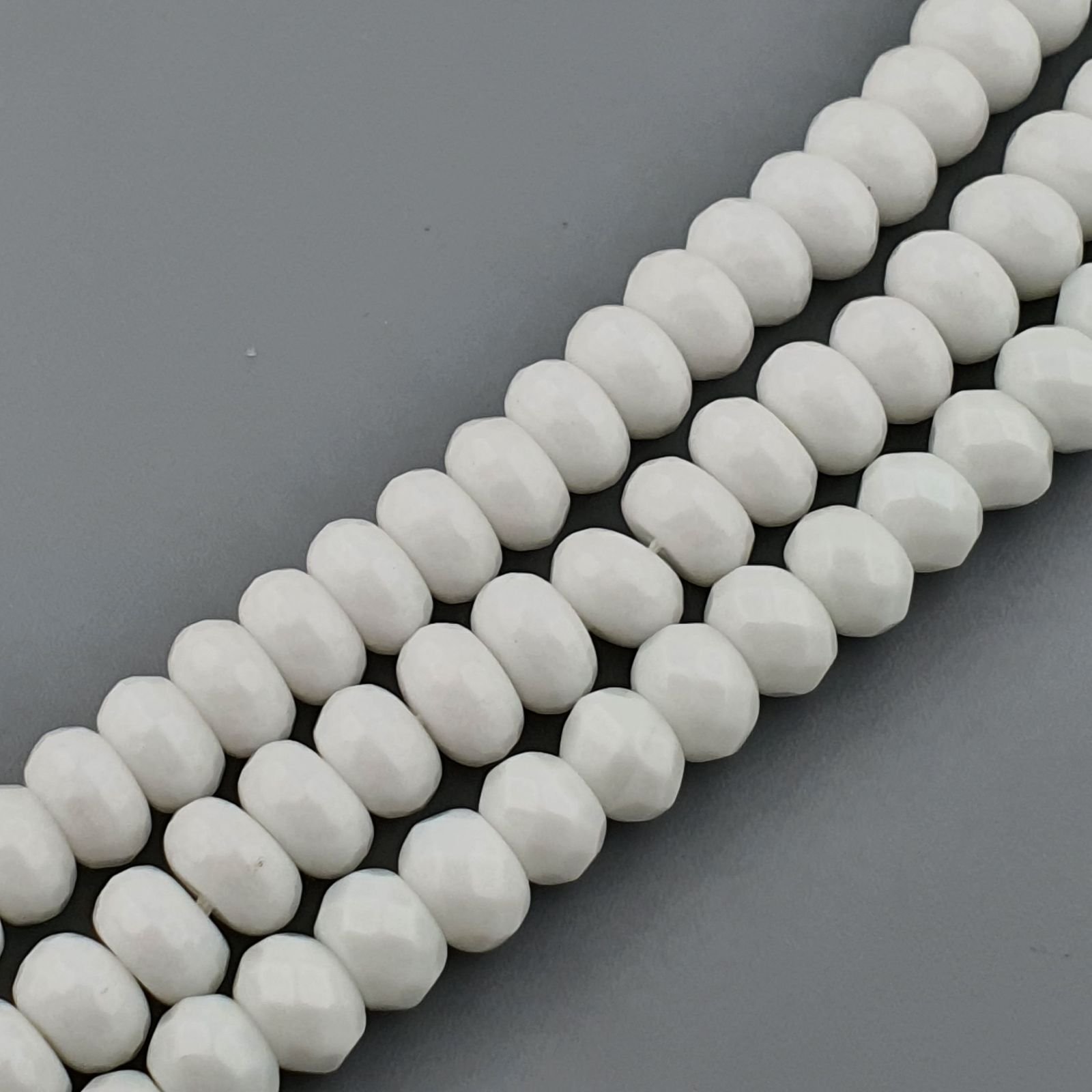 Agata Bianca in Perline Forma Rondelle Sfaccettato Foro Passante 10mm