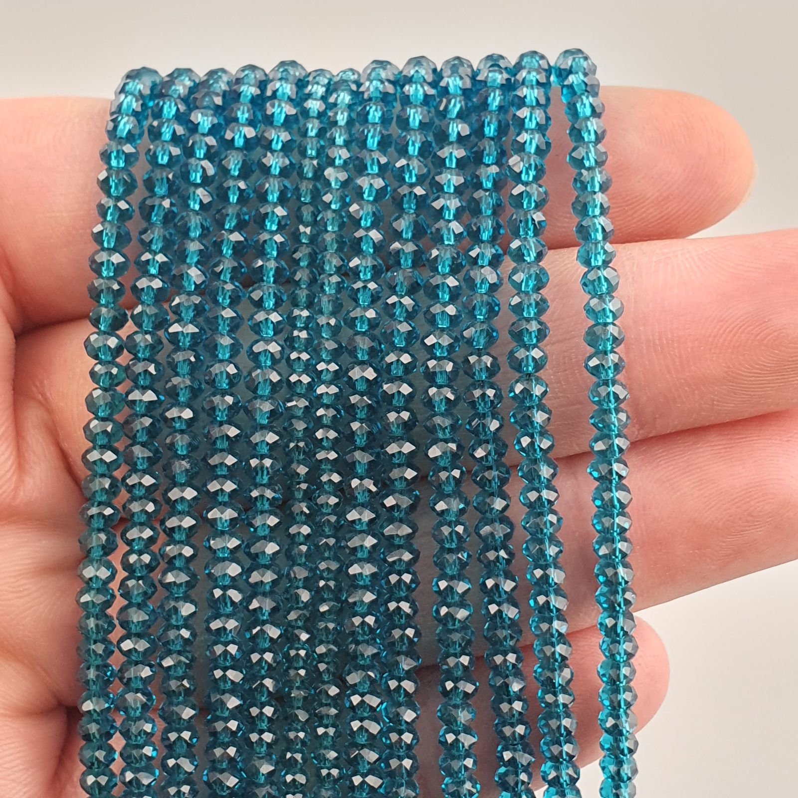 Cristallo verdeacqua trasparente rondelle sfaccettate 3mm