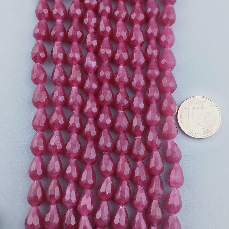 Giada Rubino in Perline Forma Goccia Tondo Sfaccettato Foro Passante 06X09mm
