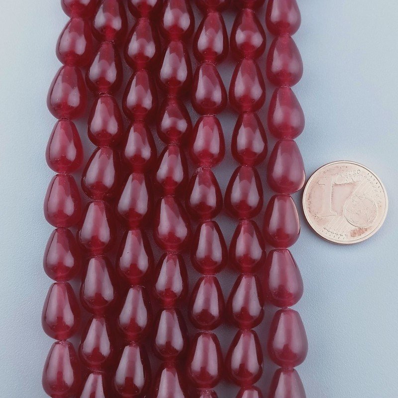 Giada Rubino Perline Forma Goccia Tondo Liscio Foro Passante 10x07mm
