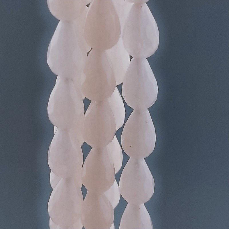 Giada Rosa in Perline Forma Goccia Tondo Sfaccettato Foro Passante 06x09mm