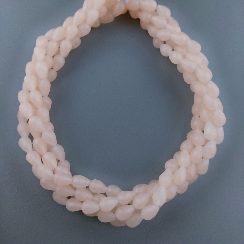 Giada Rosa in Perline Forma Goccia Tondo Sfaccettato Foro Passante 06x09mm