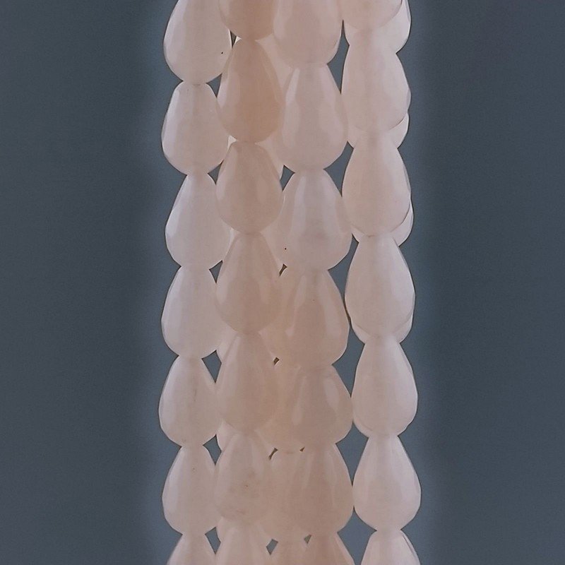 Giada Rosa in Perline Forma Goccia Tondo Sfaccettato Foro Passante 08x12mm