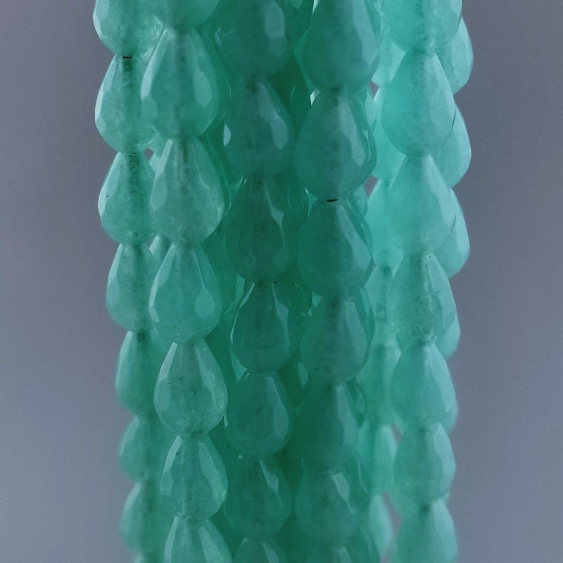 Giada Crisoprasio in Perline Forma Goccia Tondo Sfaccettato Foro Passante 06x09mm