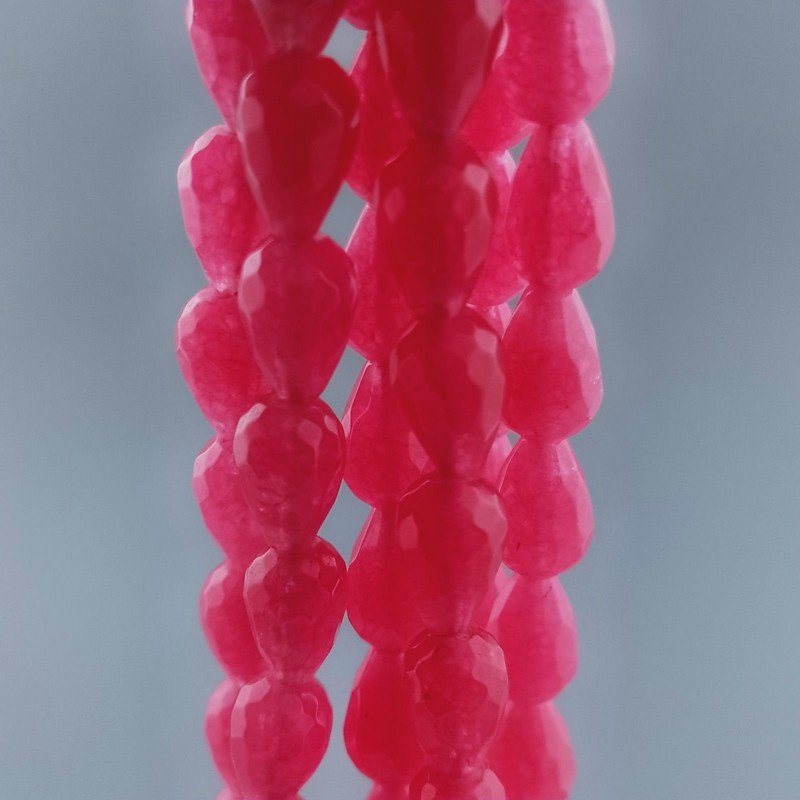 Giada Rosa in Perline Forma Goccia Tondo Sfaccettato Foro Passante 06x09mm