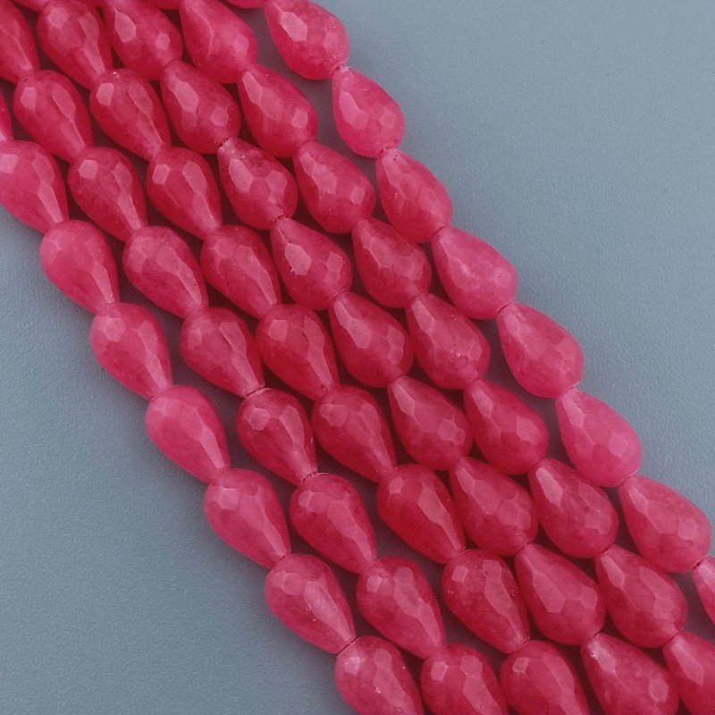 Giada Rosa in Perline Forma Goccia Tondo Sfaccettato Foro Passante 06x09mm