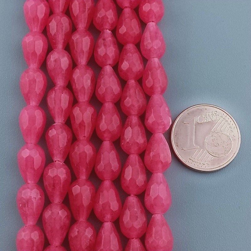 Giada Rosa in Perline Forma Goccia Tondo Sfaccettato Foro Passante 06x09mm