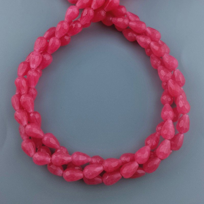 Giada Rosa in Perline Forma Goccia Tondo Sfaccettato Foro Passante 06x09mm