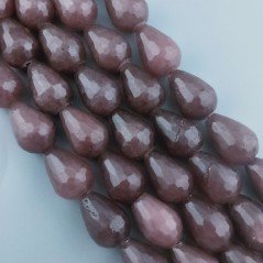 Giada Marrone in Perline Forma Goccia Tondo Sfaccettato Foro Passante 13x18mm