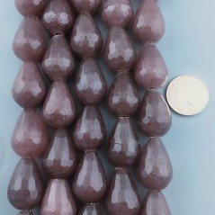 Giada Marrone in Perline Forma Goccia Tondo Sfaccettato Foro Passante 13x18mm