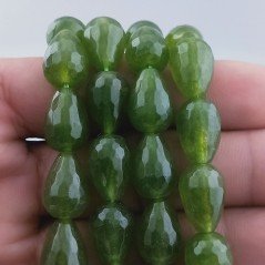 Giada Peridoto in Perline Forma Goccia Tondo Sfaccettato Foro Passante 10X14mm