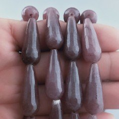 Giada Marrone in Perline Forma Goccia Tondo Sfaccettato Foro Passante 11x28mm