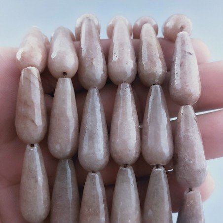 Giada Sabbia Marrone in Perline Forma Goccia Tondo Sfaccettato Foro Passante 11x28mm