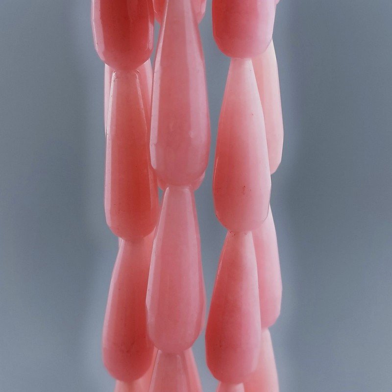 Giada Rosa in Perline Forma Goccia Tondo Sfaccettato Foro Passante 10x30mm