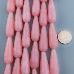 Giada Rosa in Perline Forma Goccia Tondo Sfaccettato Foro Passante 10x30mm
