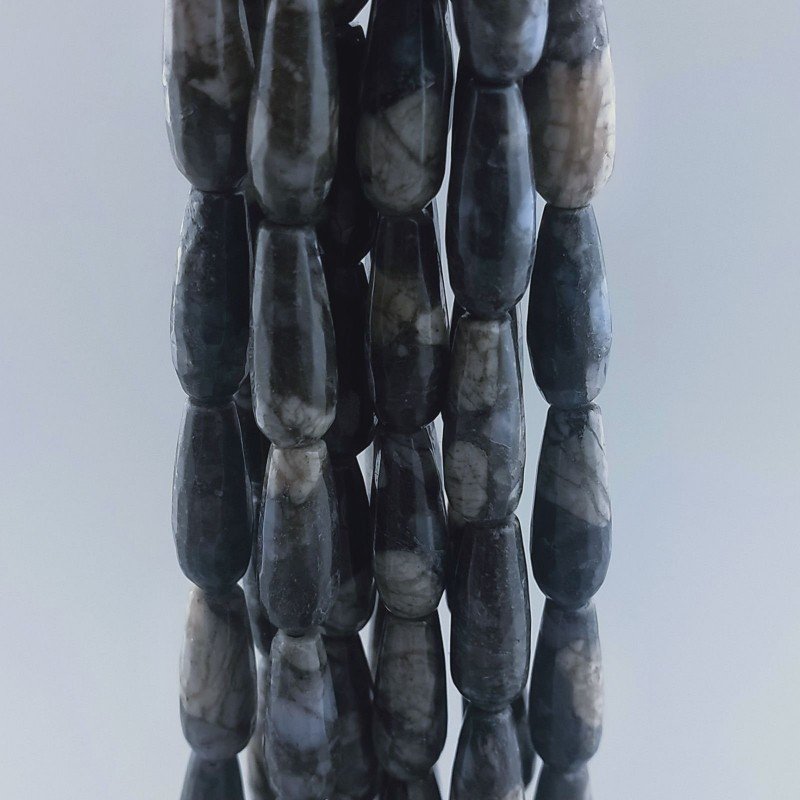 Diaspro Picasso Naturale Perline Forma Goccia Tondo Sfaccettato Foro Passante 16x6mm