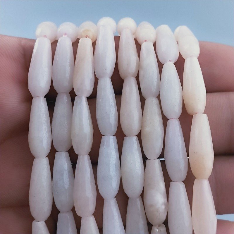 Giada Rosa in Perline Forma Goccia Tondo Sfaccettato Foro Passante 16x6mm