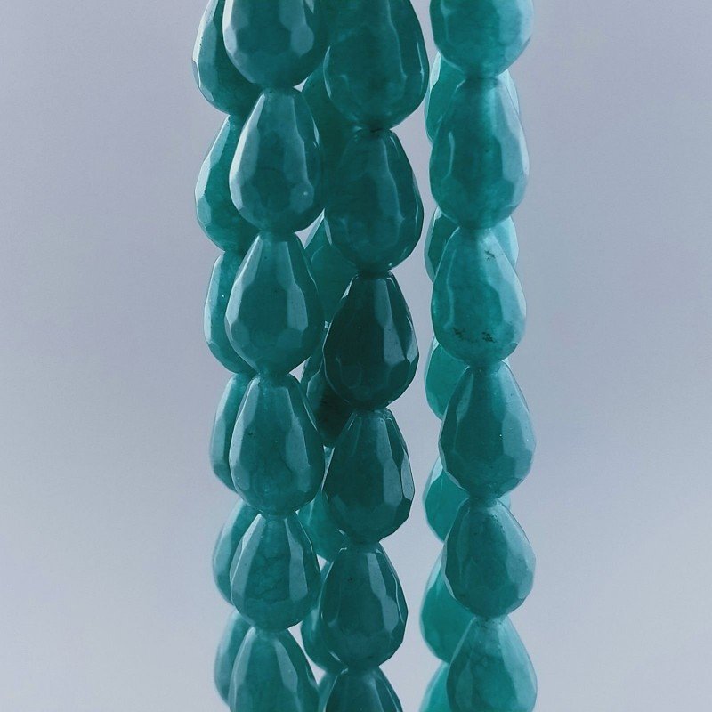 Giada Smeraldo in Perline Forma Goccia Tondo Sfaccettato Foro Passante 08x12mm