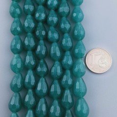 Giada Smeraldo in Perline Forma Goccia Tondo Sfaccettato Foro Passante 08x12mm