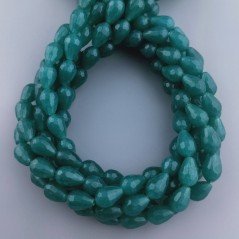 Giada Smeraldo in Perline Forma Goccia Tondo Sfaccettato Foro Passante 08x12mm