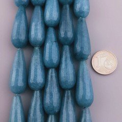 Giada Turchese in Perline Forma Goccia Tondo Sfaccettato Foro Passante 10x30mm