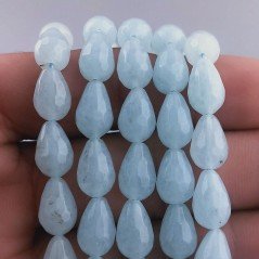 Giada Celeste in Perline Forma Goccia Tondo Sfaccettato Foro Passante 08x12mm