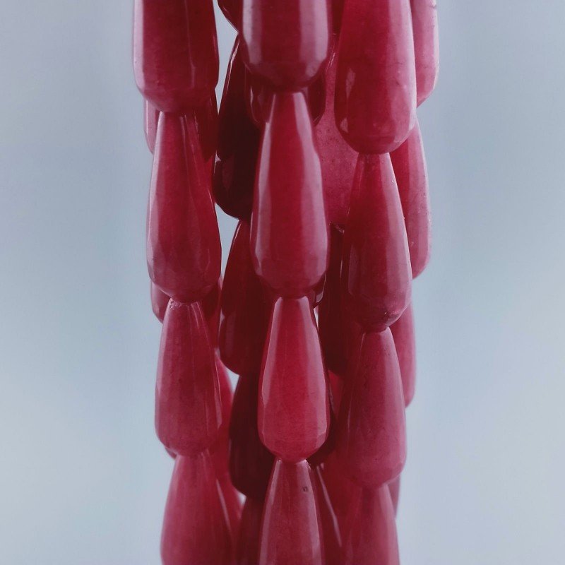 Giada Rubino in Perline Forma Goccia Tondo Sfaccettato Foro Passante 11x28mm