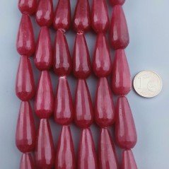 Giada Rubino in Perline Forma Goccia Tondo Sfaccettato Foro Passante 11x28mm