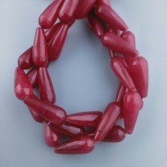 Giada Rubino in Perline Forma Goccia Tondo Sfaccettato Foro Passante 11x28mm