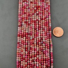 Agata Brasiliana Fucsia Chiaro Sfumato Perline Forma Tondo Sfaccettato 03mm