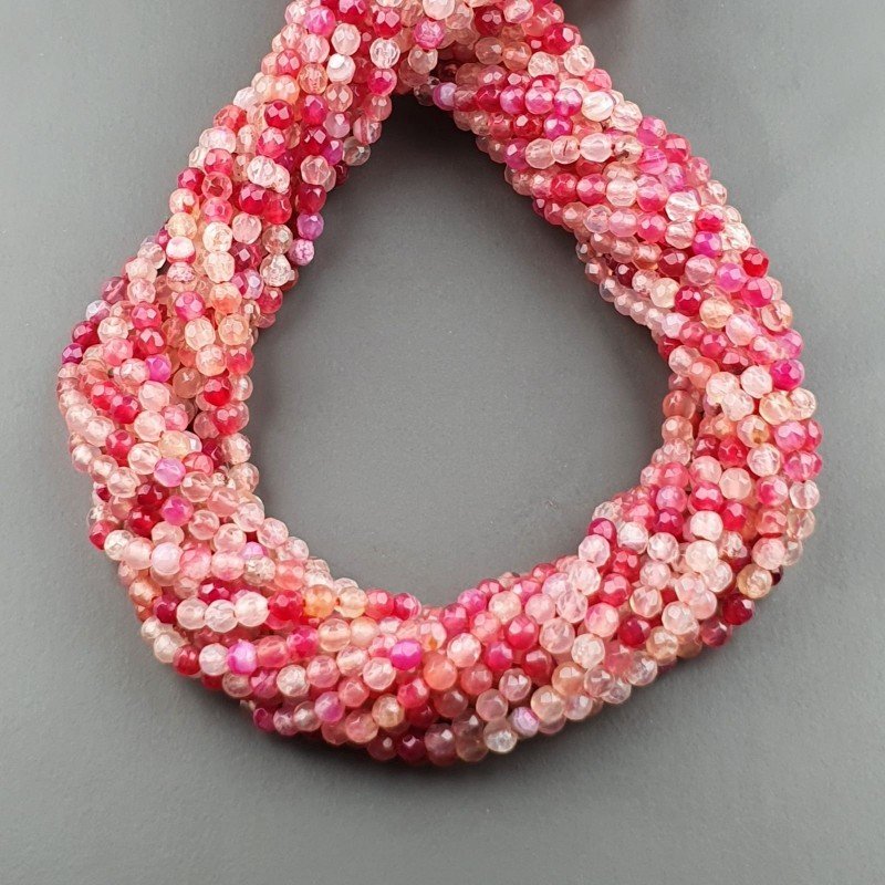 Agata Brasiliana Fucsia Chiaro Sfumato Perline Forma Tondo Sfaccettato 03mm