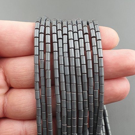 Ematite Perline Forma Cilindro Satinato-Matte Liscio Foro Passante  03X05mm