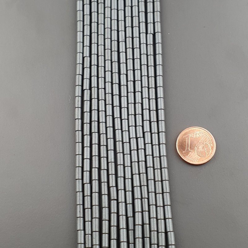 Ematite Perline Forma Cilindro Satinato-Matte Liscio Foro Passante 03X05mm