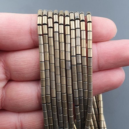 Ematite Perline Forma Cilindro Liscio Satinato-Matte Foro Passante 03x05mm