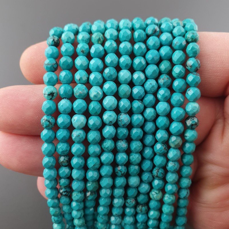 Turchese Stabilizzato Perline Forma Tondo Sfaccettato 04mm