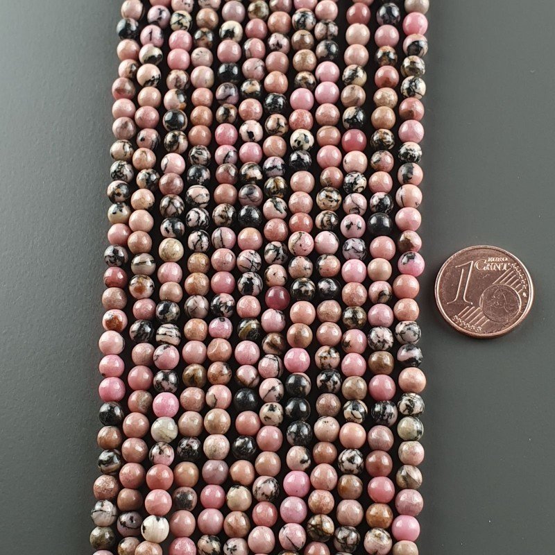Rhodonite Striata Perline Forma Tondo Liscio 04mm