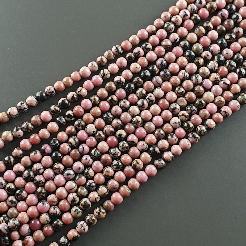 Rhodonite Striata Perline Forma Tondo Liscio 04mm
