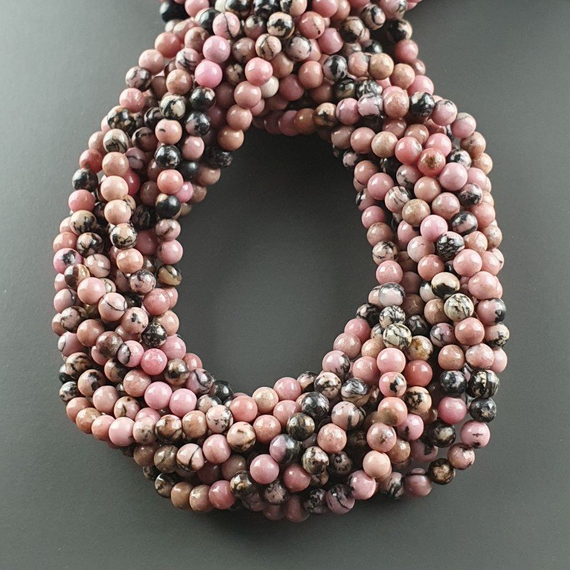 Rhodonite Striata Perline Forma Tondo Liscio 04mm