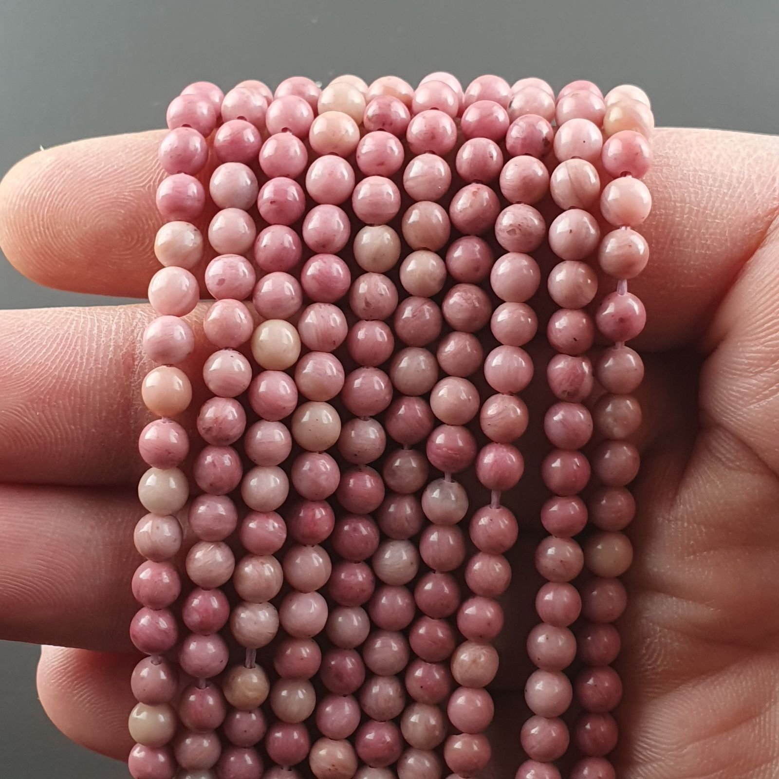 Rhodonite Perline Forma Tondo Liscio 04mm