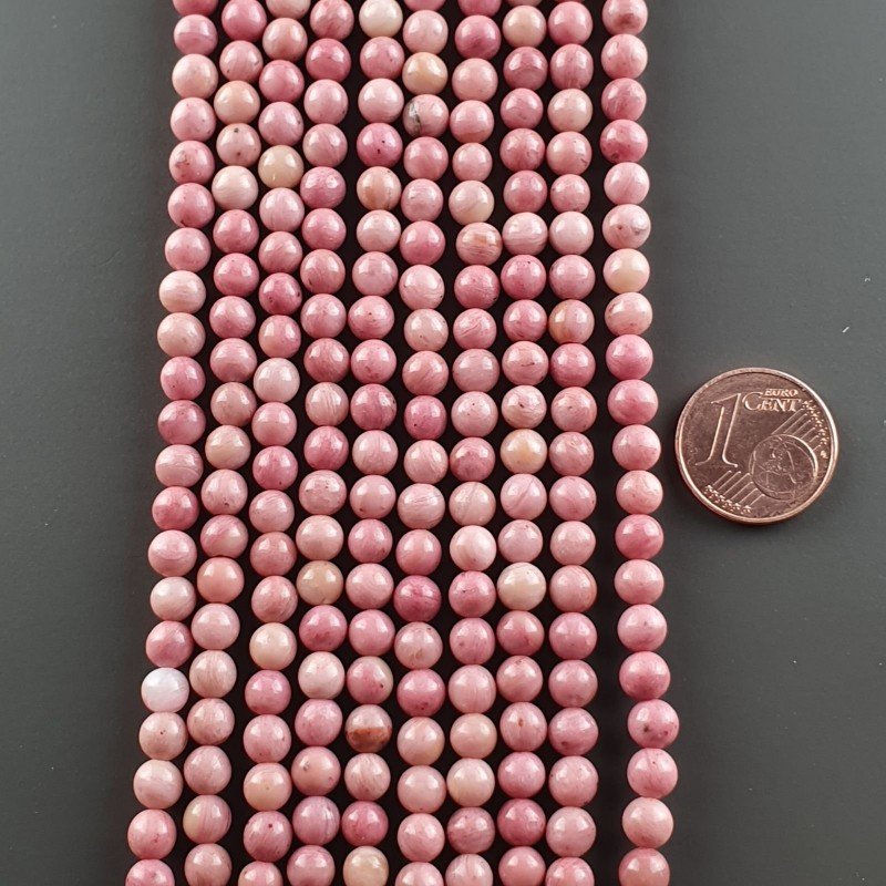 Rhodonite Perline Forma Tondo Liscio 04mm