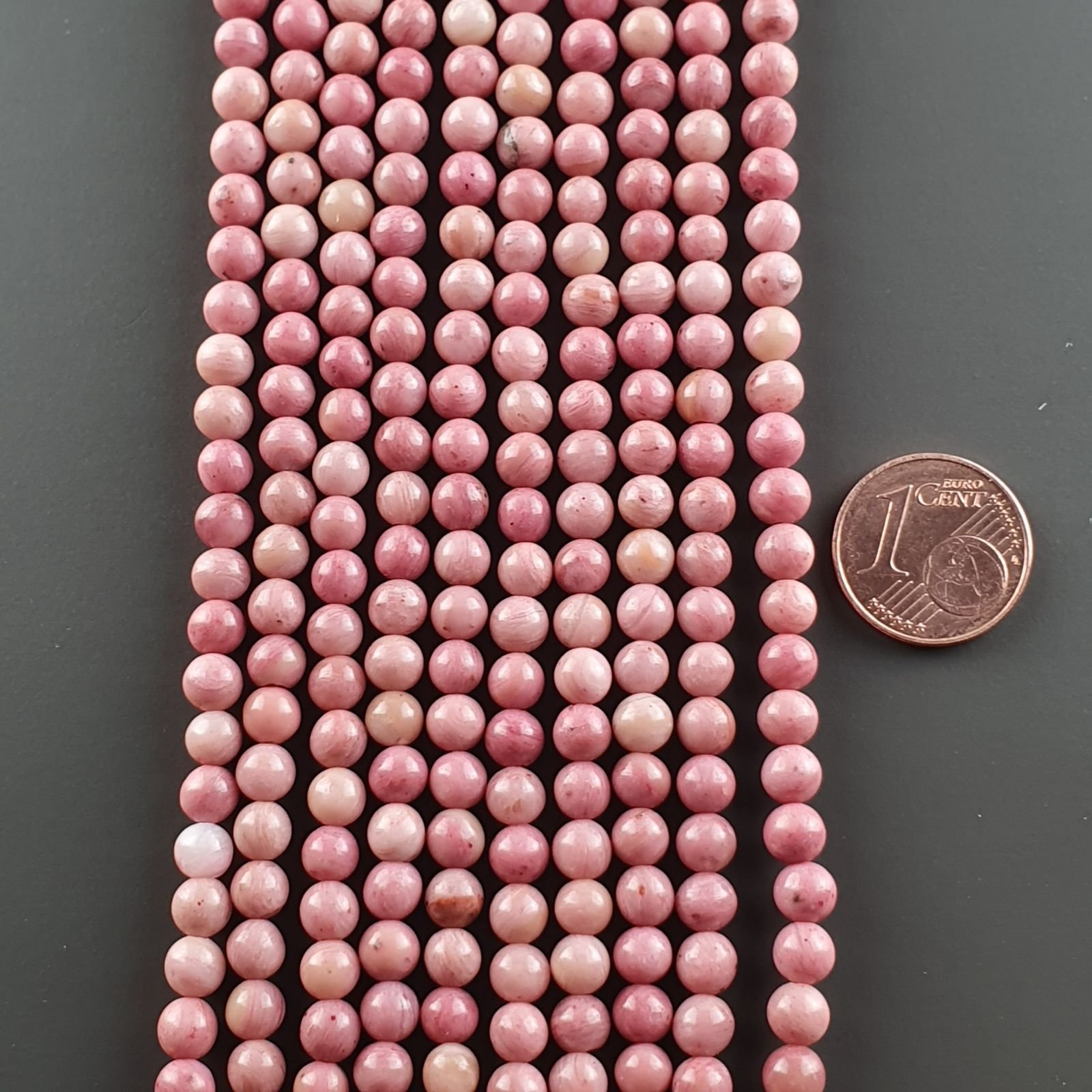 Rhodonite Perline Forma Tondo Liscio 04mm