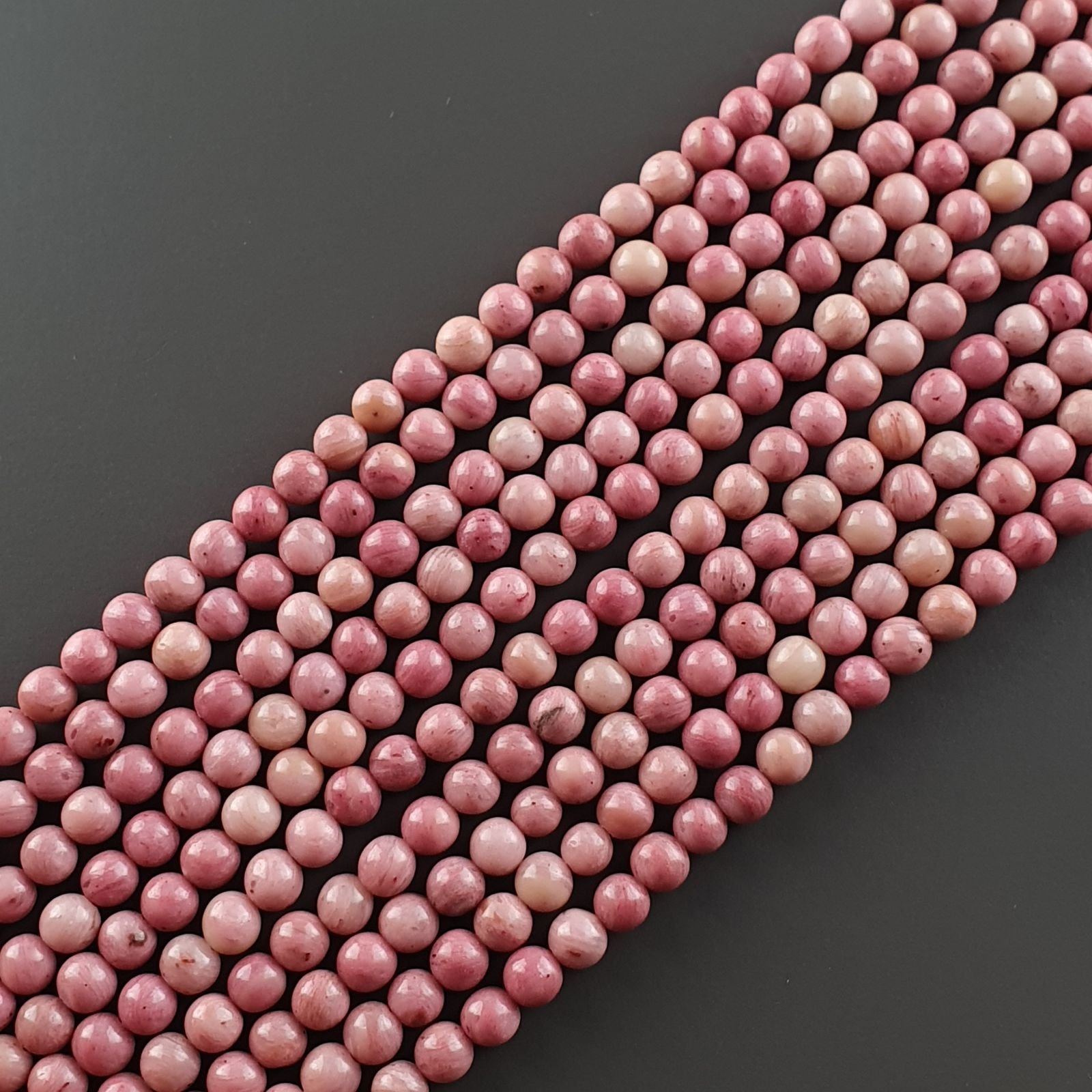 Rhodonite Perline Forma Tondo Liscio 04mm