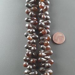 Calcedonio Marrone in Perline Forma Goccia Tondo Sfaccettato a Mano Foro Laterale 05-07X09-12mm