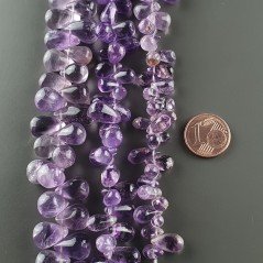 Ametista Naturale Perline Forma Goccia Tondo Liscio Foro Laterale 05-09X11-15mm