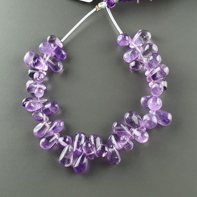 Ametista Naturale Perline Forma Goccia Tondo Liscio Foro Laterale 05-09X11-15mm