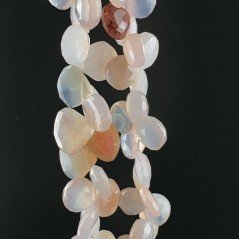 Calcedonio Rosa Multicolore Perline Forma Cuore Piatto Sfaccettato a Mano Foro Laterale 10-15mm