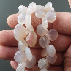 Calcedonio Rosa Multicolore Perline Forma Cuore Piatto Sfaccettato a Mano Foro Laterale 10-15mm