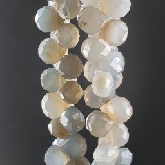 Calcedonio Blu Grigio Perline Forma Cuore Piatto Sfaccettato a Mano Foro Laterale 09-10mm